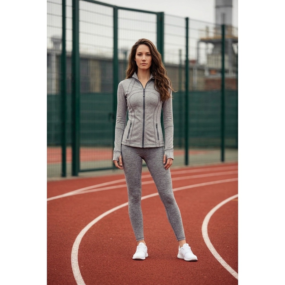 Lululemon Define‎ Jacket Womens 4 Heathered Grey Space Dye Full Zip Yoga Track